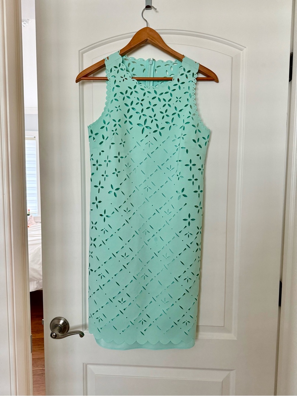 J. Crew Mint Laser-Cut Sleeveless Midi Dress